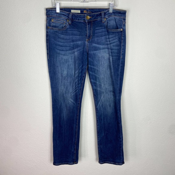 Kut From the Kloth Catherine Boyfriend Jeans 10 Blue Whiskered Wash - Picture 1 of 9